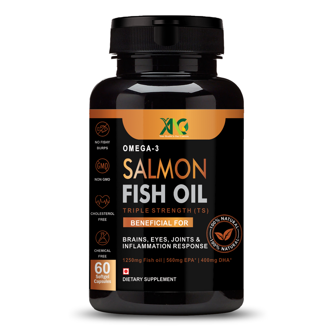 ANC Triple Strength Fish Oil Omega 3 Capsules for Men & Women,1250mg Fish Oil, 560mg EPA, 400mg DHA,Protects Vision,No Fishy Aftertaste, Supports Family Health (60 Softgels)