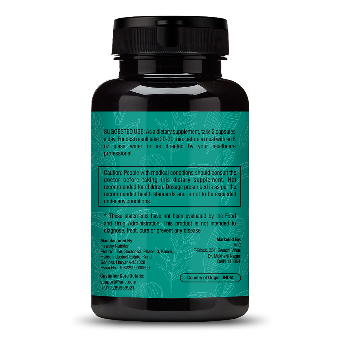 ANC Medohar Guggulu Ayurvedic Capsule. Enriched with Guggulu, Triphala, Trikatu, Castor. 1 Bottle, 60 Capsules