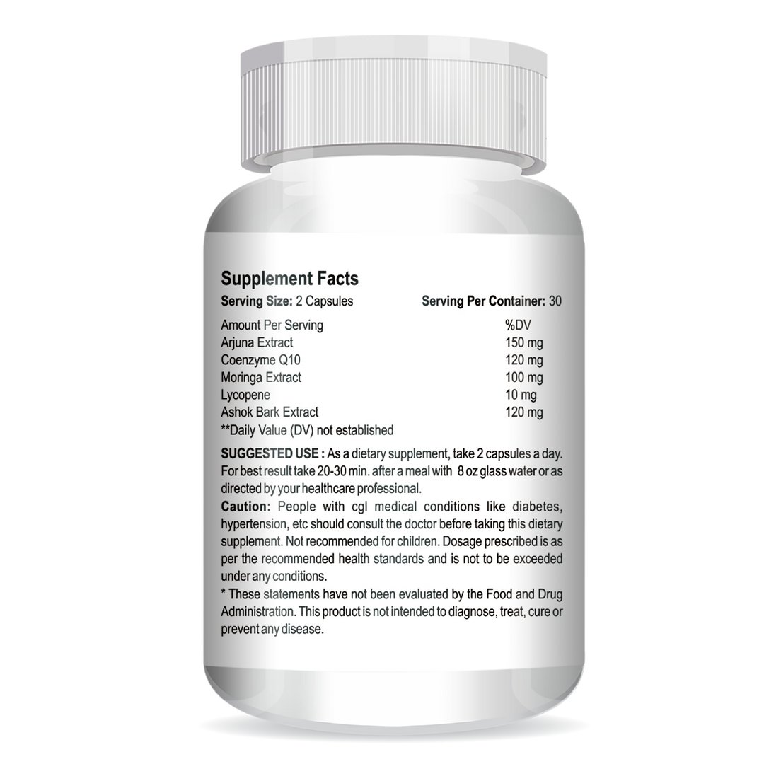 ANC CARDIOTENS PLUS with Arjuna Extract & Moringa Extract Heart Health Supplement (60 Capsules) for Men & Women