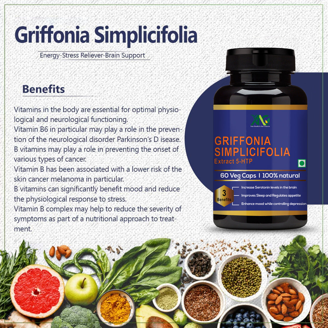 ANC 100% Natural Griffonia Simplicifolia Extract 5-Htp - 60 Veg Capsules