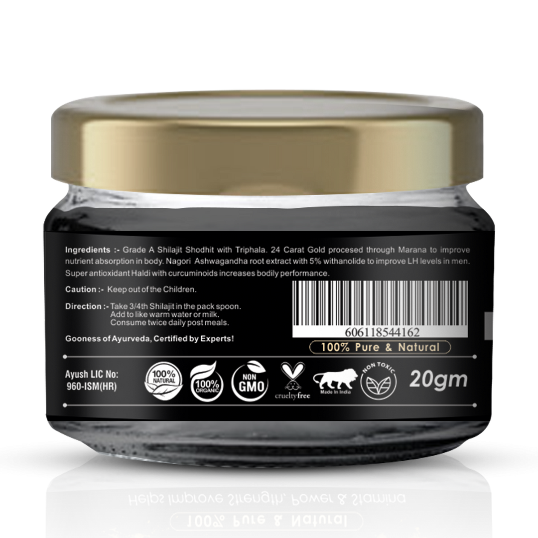 ANC Original & Pure Natural A Grade Himalayan Shilajit Resin -24 Carat Gold, Nagori Ashwagandha Roots, Coffee Arabica, Haldi- Helps in Boost Energy Level, Stamina, Immunity-20 gms