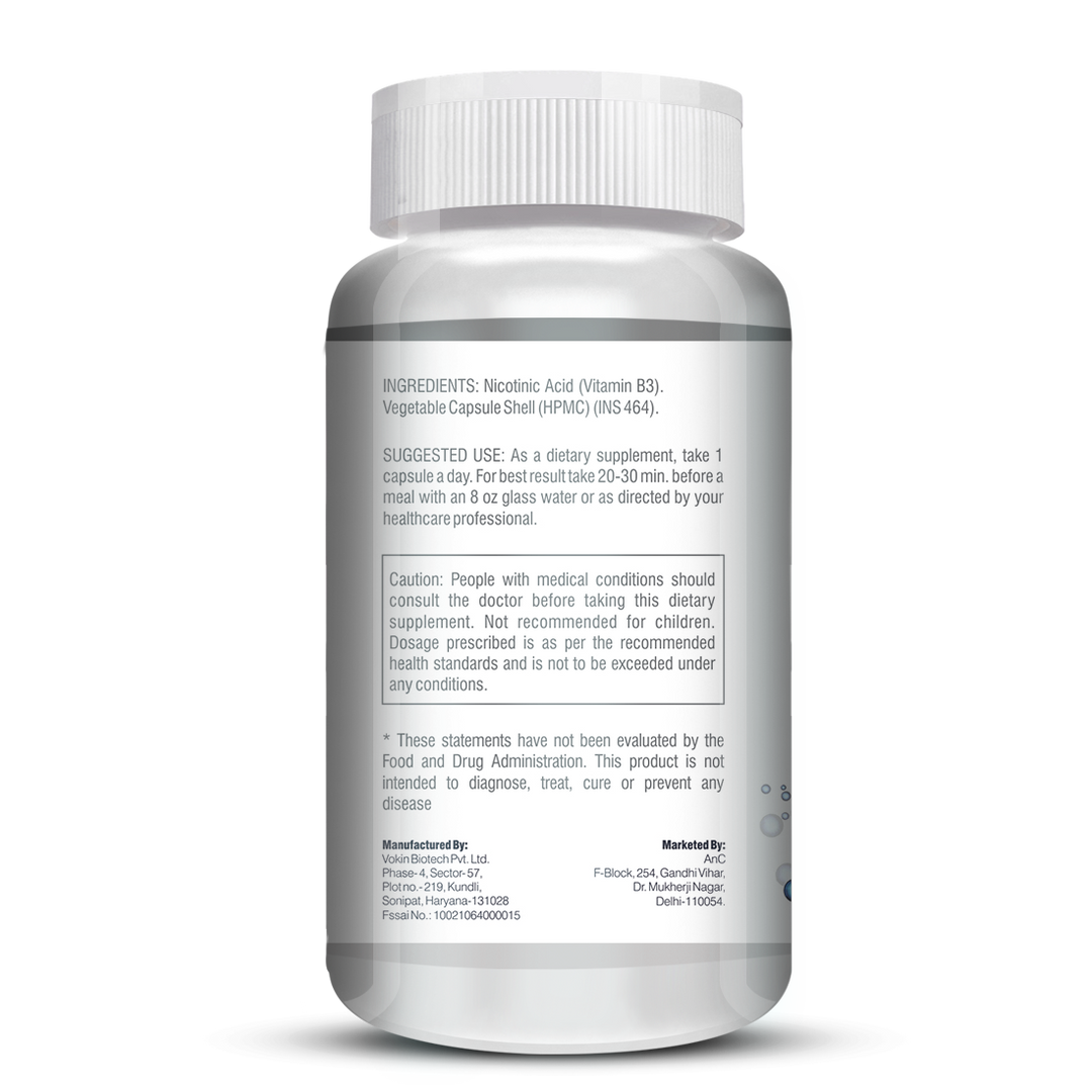ANC Niacin Vitamin B3 for Vascularity & Increase Cellular Energy 90 Veg Capsules