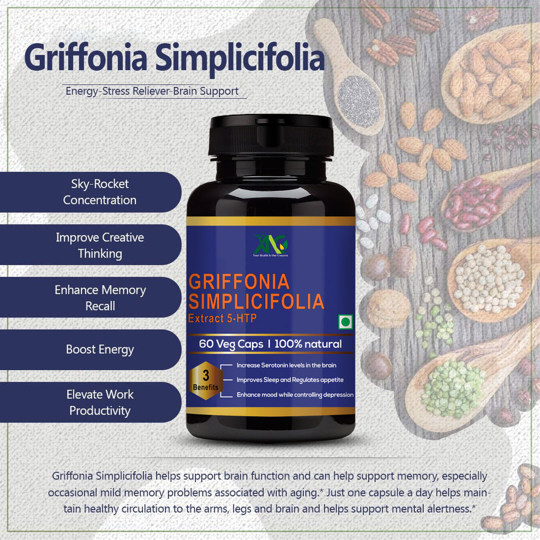 ANC 100% Natural Griffonia Simplicifolia Extract 5-Htp - 60 Veg Capsules