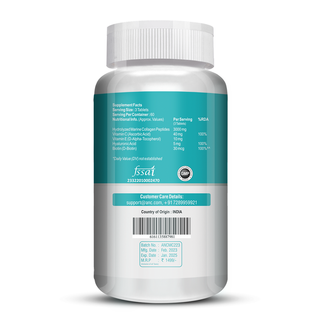 ANC Marine Collagen 3000Mg With Biotin & Vitamin C For Skin, Healthy Hair, Nails & Joints 180 Tablets