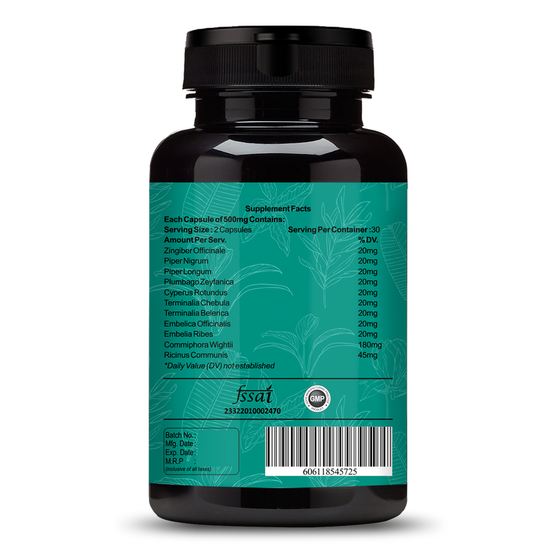 ANC Medohar Guggulu Ayurvedic Capsule. Enriched with Guggulu, Triphala, Trikatu, Castor. 1 Bottle, 60 Capsules
