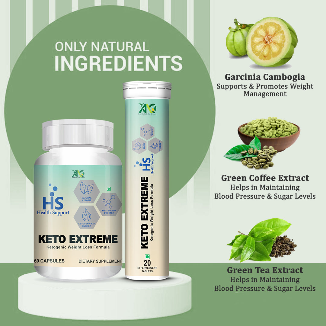 ANC Keto Extreme 60 Capsules & Effervescent Water Soluble 20 Tablets Ketogenic Weight Loss Formula with Garcinia Cambogia Extract Fat Burner | Metabolism Booster