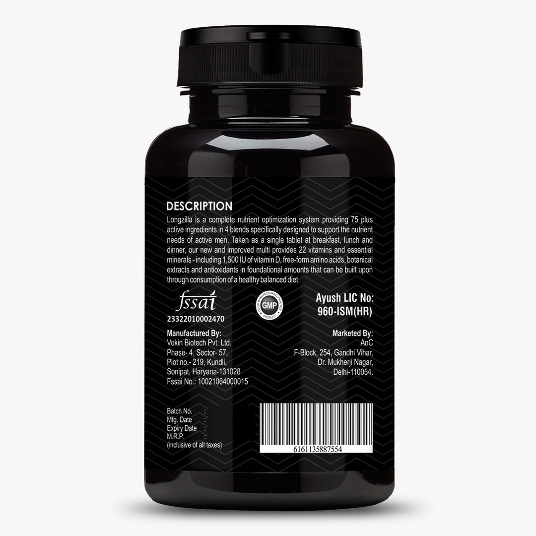 ANC LongZilla Testosterone Supplement For Men Energy, Stamina & Muscle Growth  (60 Tablets)