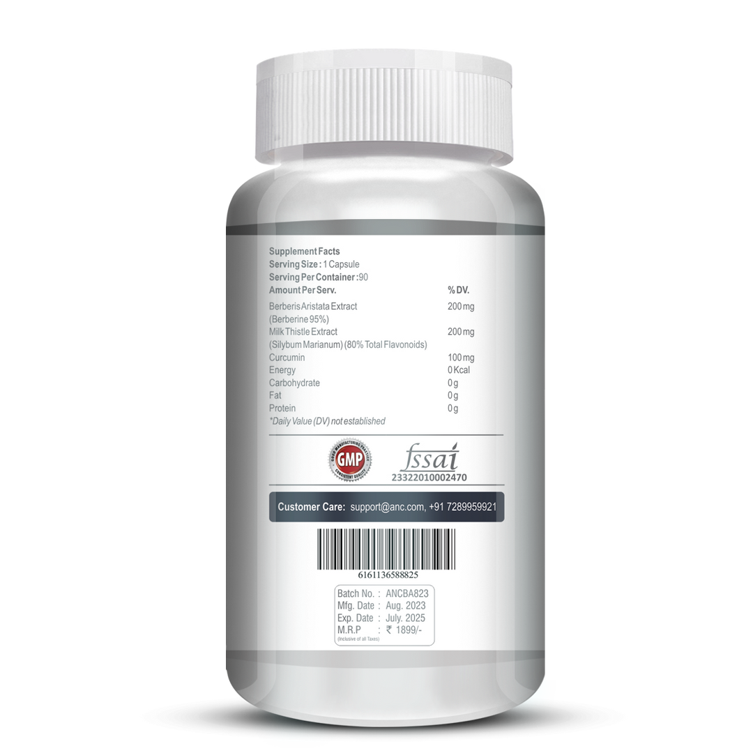 ANC Berberis Berberine 95% with Milk Thistle Vegetable 90 Capsules