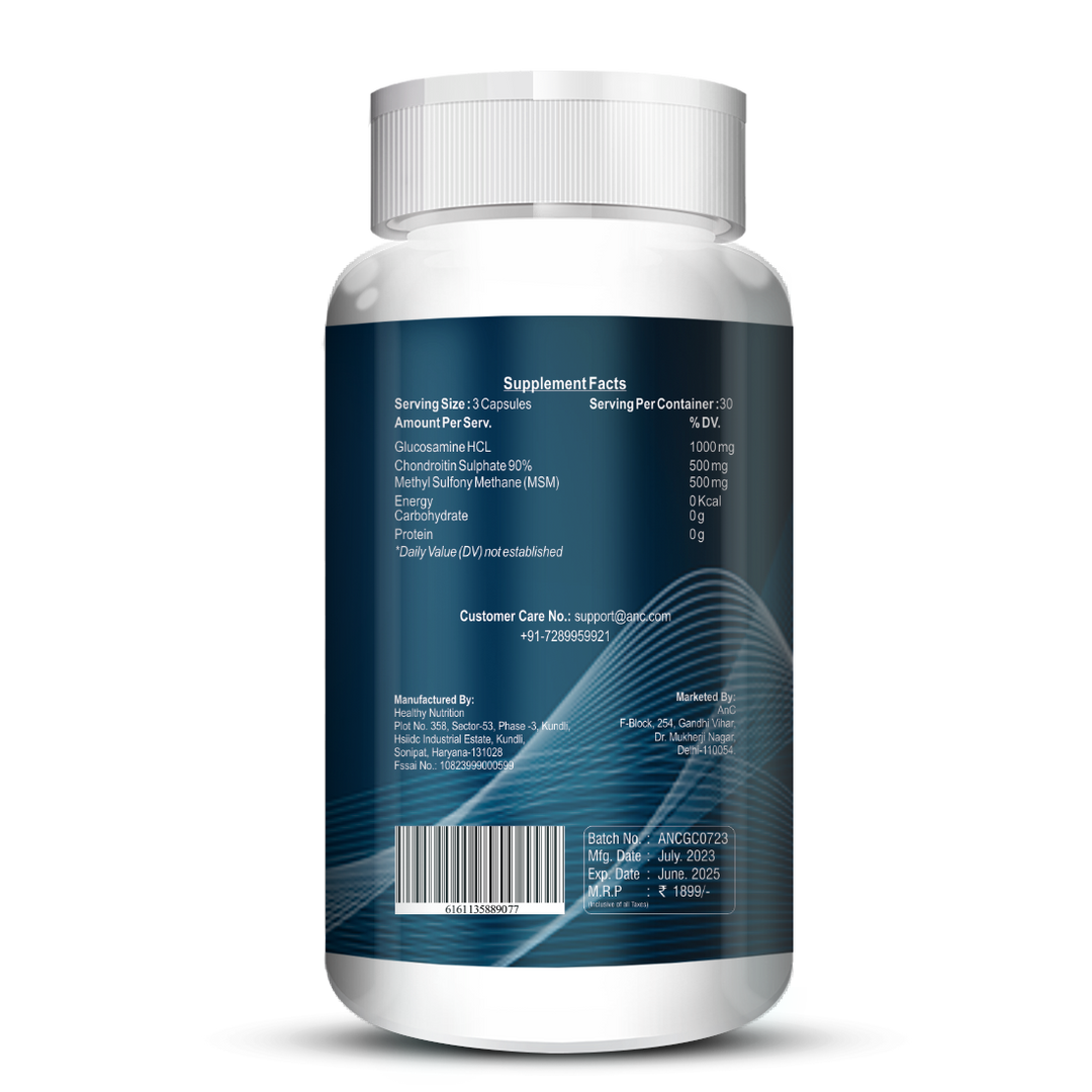 ANC Glucosamine 2000mg With Chondroitin & MSM For Joint Support Supplement, for Joint Pain, Bone, and Muscle Strength, 90 Capsules