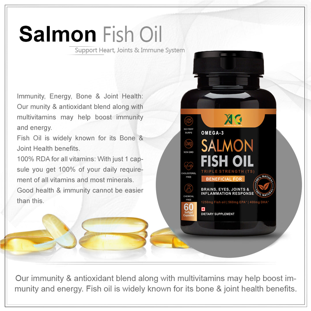 ANC Triple Strength Fish Oil Omega 3 Capsules for Men & Women,1250mg Fish Oil, 560mg EPA, 400mg DHA,Protects Vision,No Fishy Aftertaste, Supports Family Health (60 Softgels)