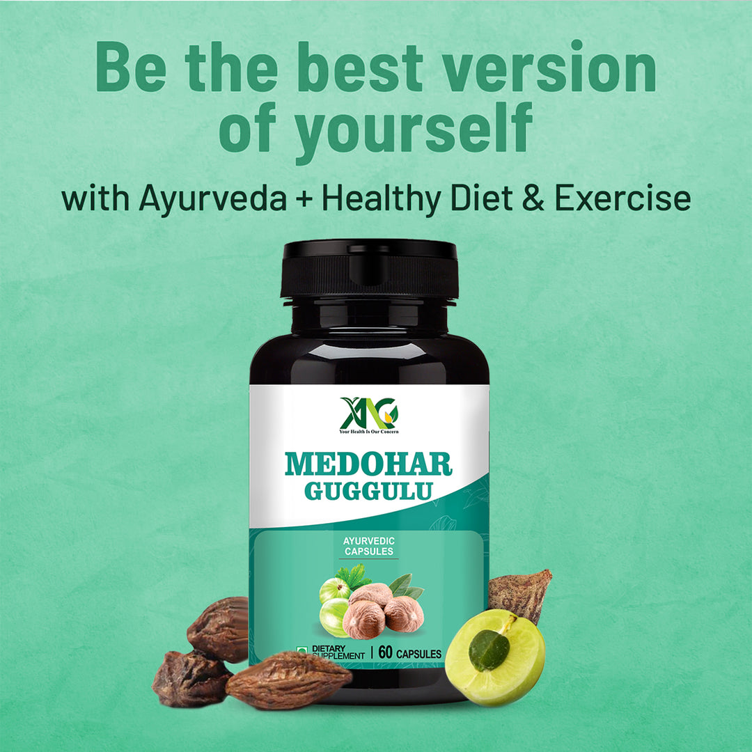 ANC Medohar Guggulu Ayurvedic Capsule. Enriched with Guggulu, Triphala, Trikatu, Castor. 1 Bottle, 60 Capsules