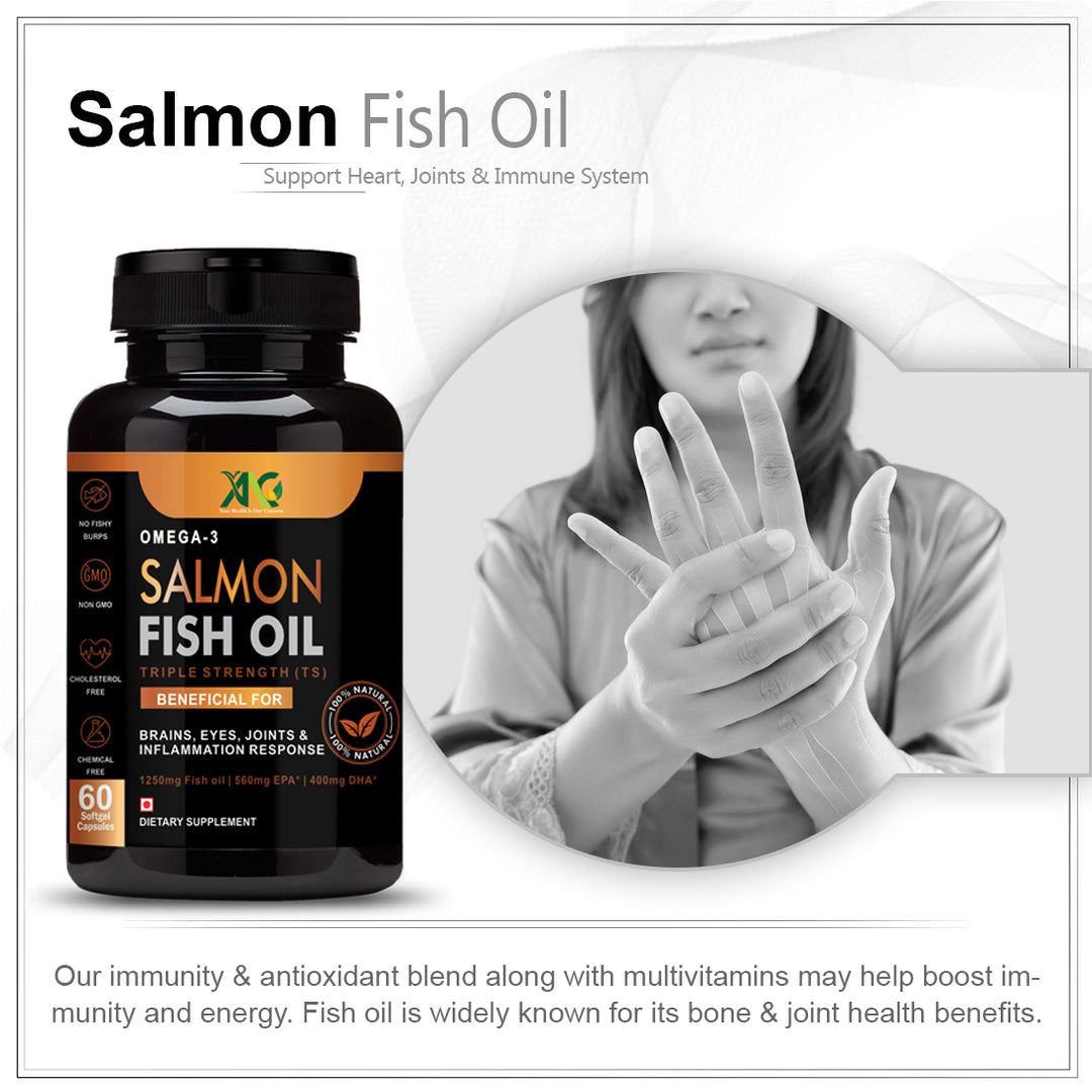 ANC Triple Strength Fish Oil Omega 3 Capsules for Men & Women,1250mg Fish Oil, 560mg EPA, 400mg DHA,Protects Vision,No Fishy Aftertaste, Supports Family Health (60 Softgels)