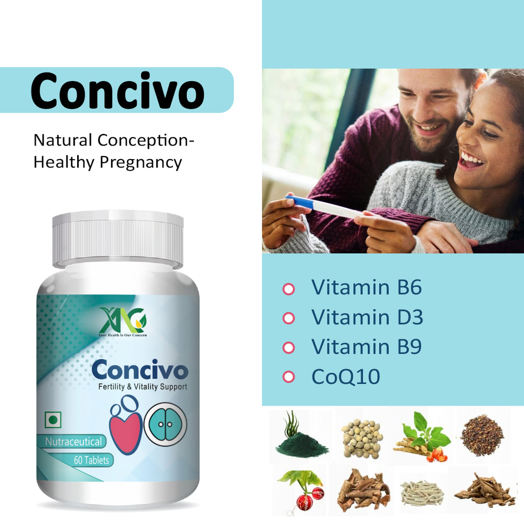ANC Concivo Women fertility supplement | Facilitate natural coception | Natural conceive tablets | Fertility booster tablets | Nutrition For Women Planning Pregnancy | Supports Timely Ovulation | 60 Veg Tablets