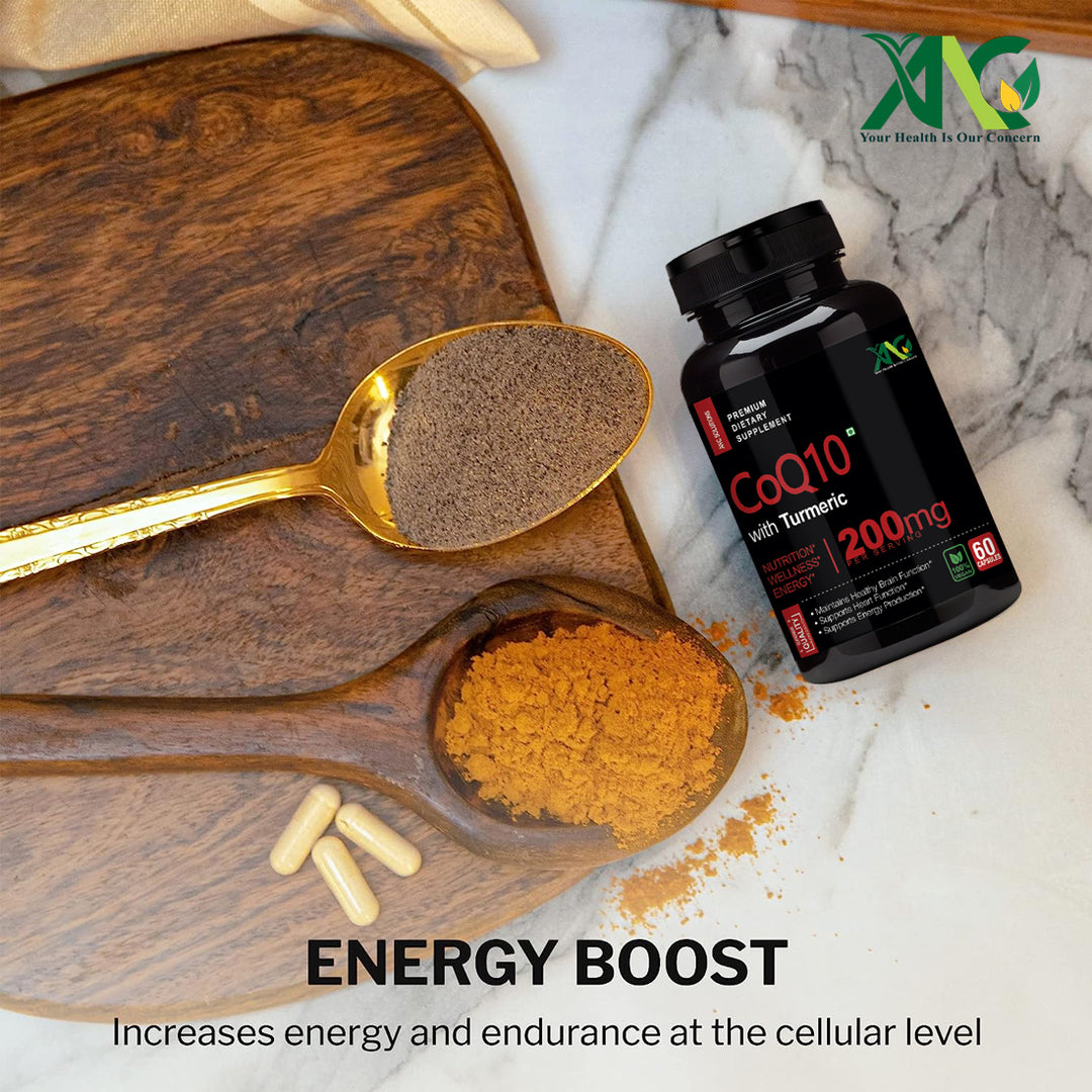 ANC High Absorption CoQ10 with Turmeric - Antioxidant Nutritional Supplements, Heart Health & Healthy Brain Function -Ubiquinol for Mitochondrial Health - Extra Strength Coenzyme Q10 200mg 60 Capsules