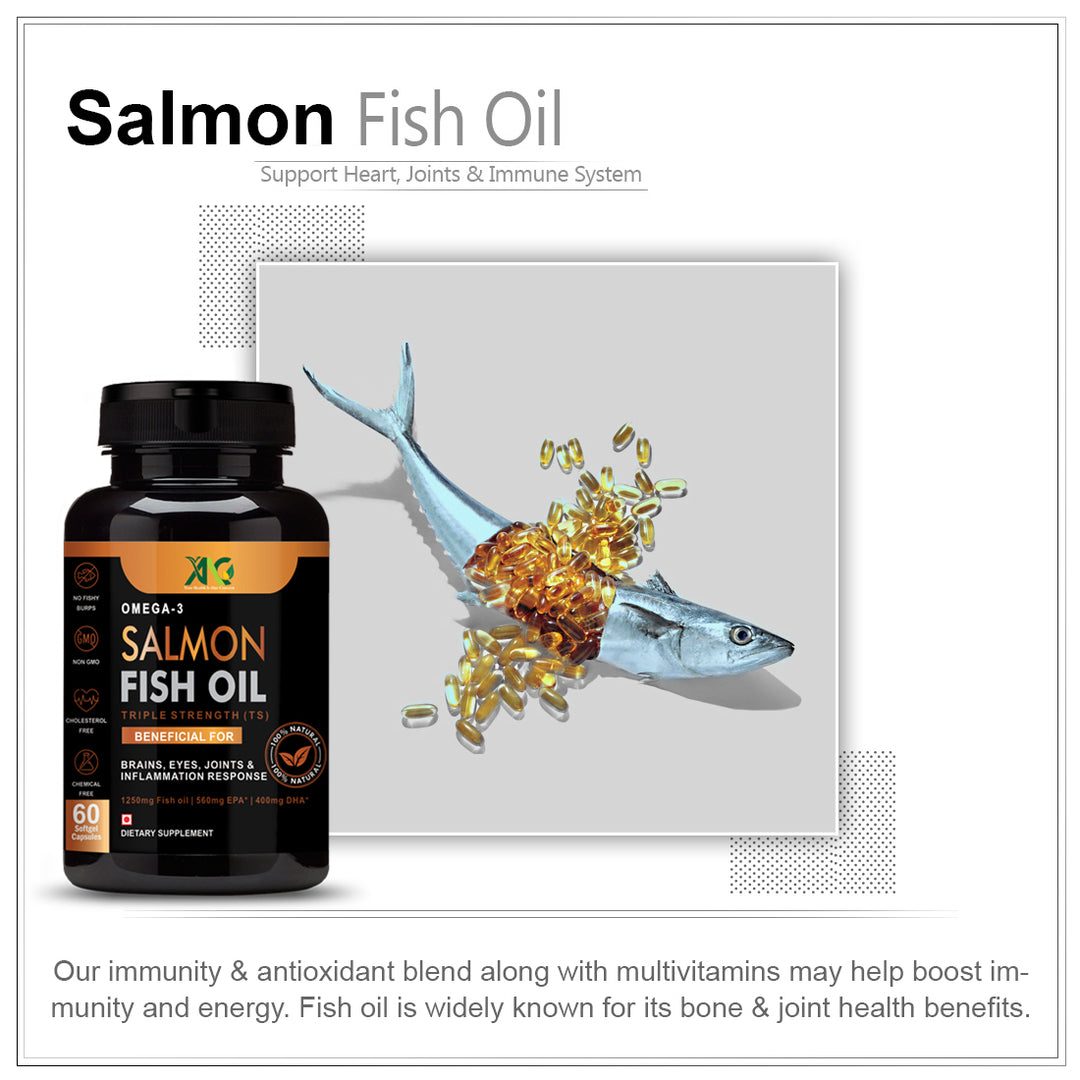 ANC Triple Strength Fish Oil Omega 3 Capsules for Men & Women,1250mg Fish Oil, 560mg EPA, 400mg DHA,Protects Vision,No Fishy Aftertaste, Supports Family Health (60 Softgels)
