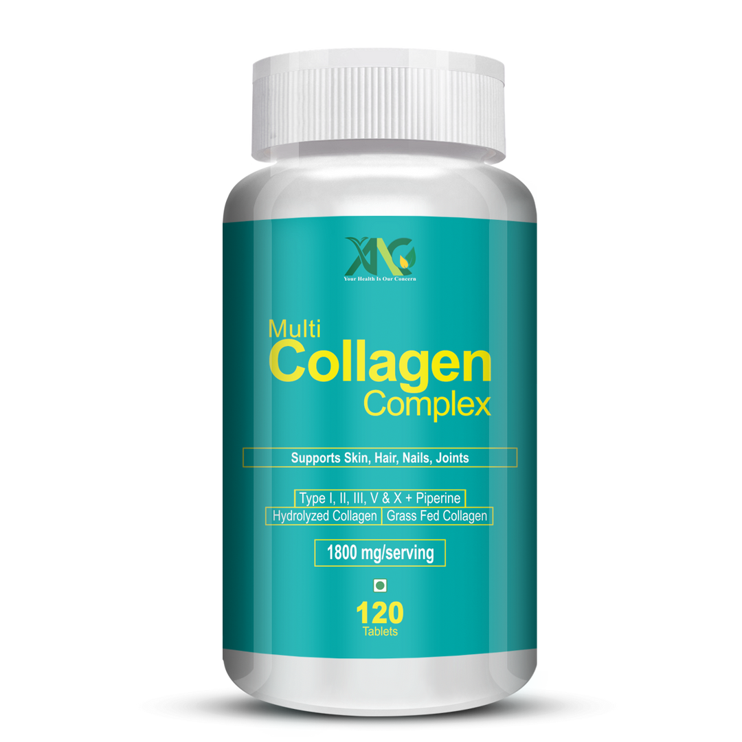ANC Hydrolyzed Multi Collagen Peptide with all 5 Types of Collagen Including TYPE I, II, III, V & X Supports Skin, Hair, Nails & Joints 120 Tablets