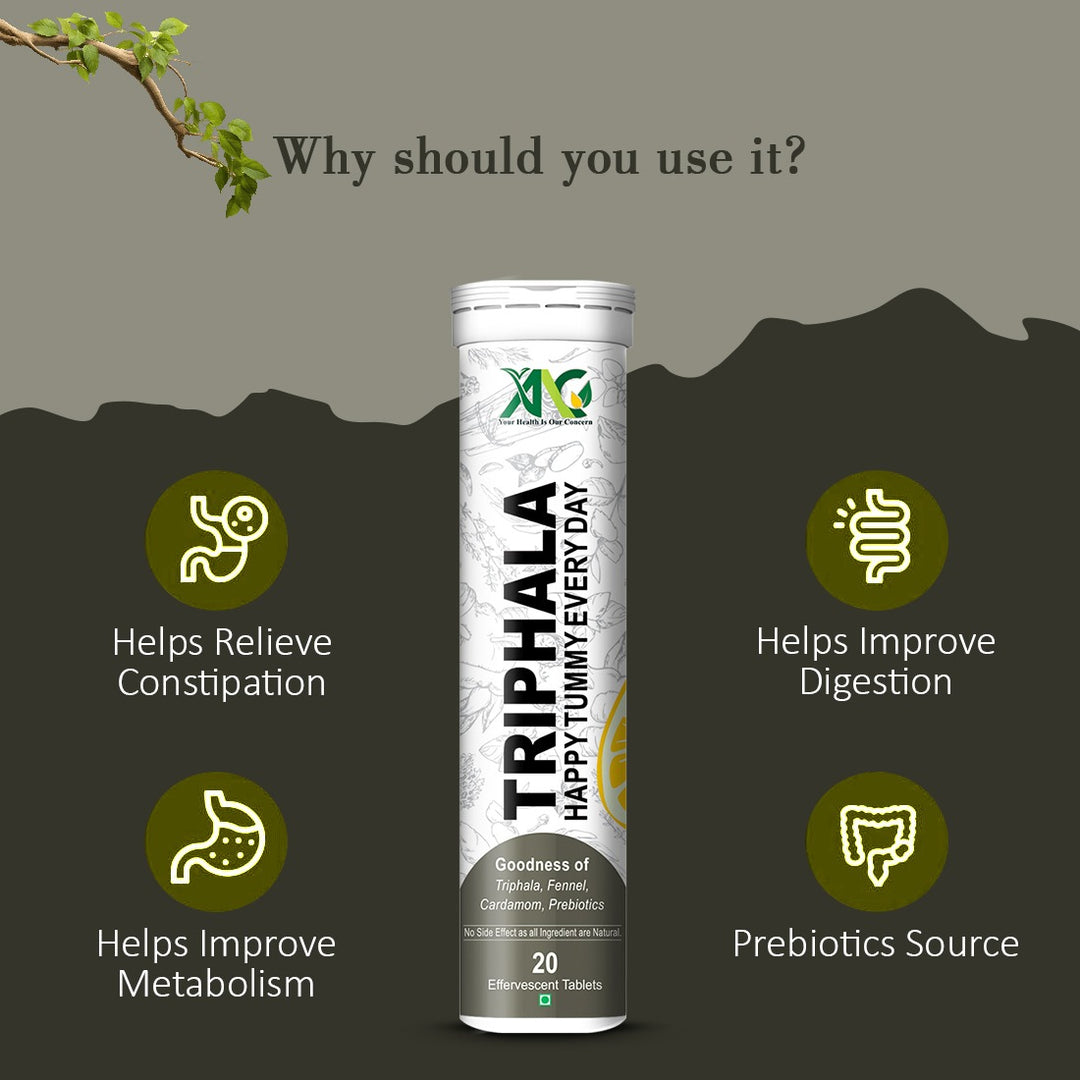 ANC Triphala Effervescent | Relieves Constipation, Colon Cleanse, Improves Digestive Health & Manage Weight | With Ayurvedic Herbs, Triphala &Saunf along with Prebiotic (20 Tablets)