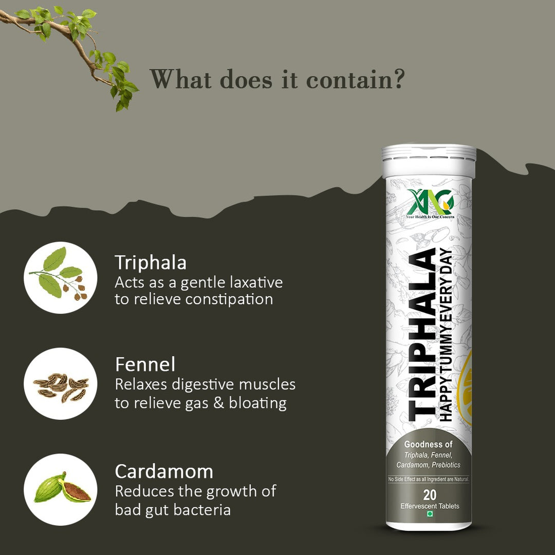 ANC Triphala Effervescent | Relieves Constipation, Colon Cleanse, Improves Digestive Health & Manage Weight | With Ayurvedic Herbs, Triphala &Saunf along with Prebiotic (20 Tablets)