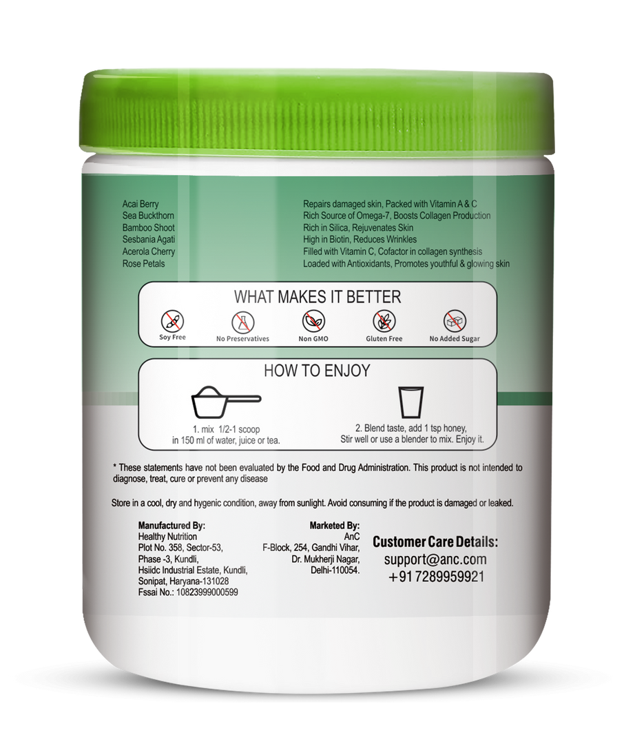ANC Korean Marine Collagen Powder | Marine Collagen Supplements For Women And Men | Skin Radiance Collagen (200 Gram Unflavoured)