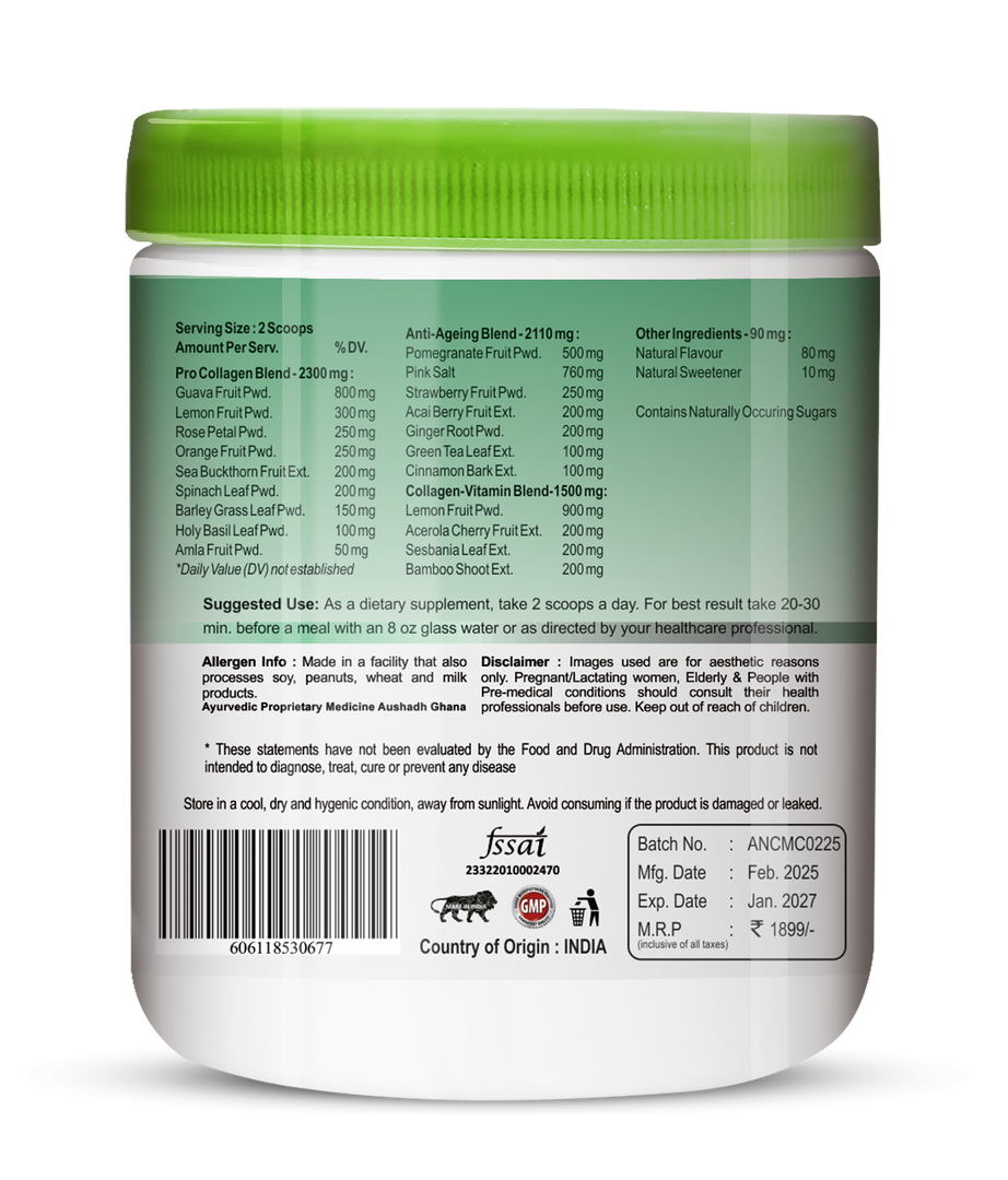 ANC Korean Marine Collagen Powder | Marine Collagen Supplements For Women And Men | Skin Radiance Collagen (200 Gram Unflavoured)